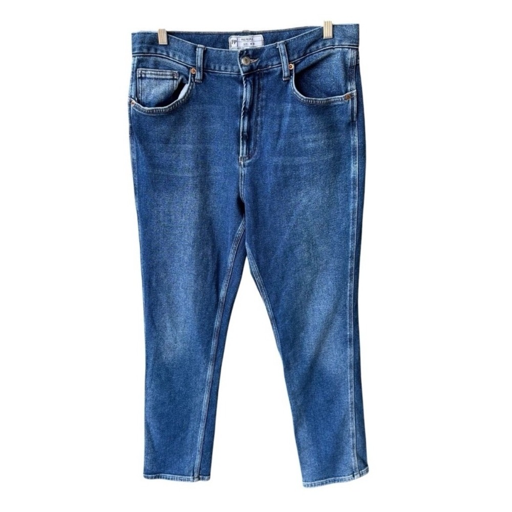 Free People Jeans Pants High Rise Tapered Leg Blue Denim Stretch Boho Size 30